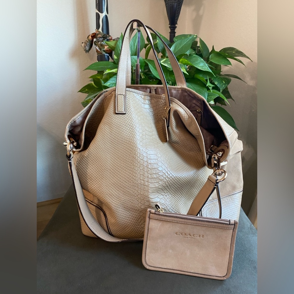 Coach Hadley XL Exotic Python Embossed Leather Du… - image 1